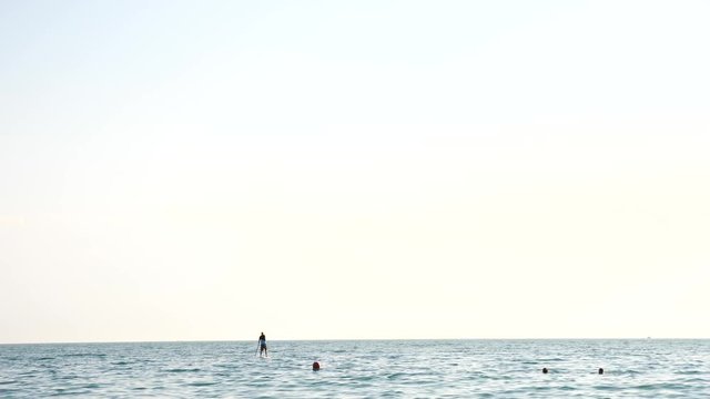 Motor boat boat, paragliding over the sea, Parachute over the sea, sea resort, entertainmen. 4k, slow motion