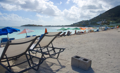 Fototapeta na wymiar Great Bay beach - Philipsburg Sint Maarten ( Saint Martin ) - Caribbean tropical island