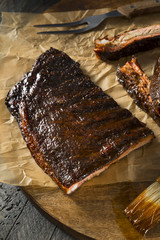 Homemade Smoked Barbecue St. Louis Style Pork Ribs