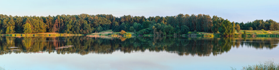 Evening summer lake panorama.