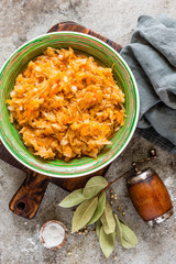 Braised or stewed cabbage, sauerkraut