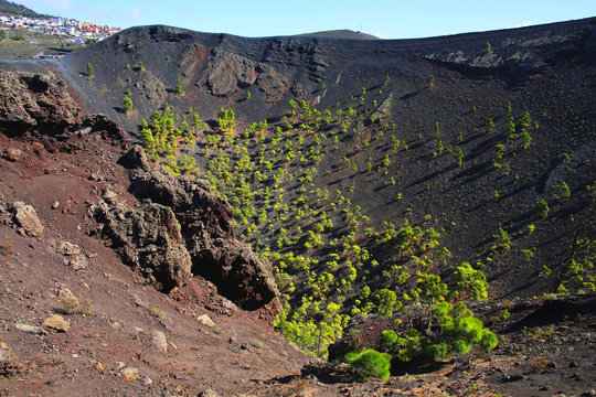 Scenic Teneguia Volcano on La Palma Island, Canary Islands, Spain