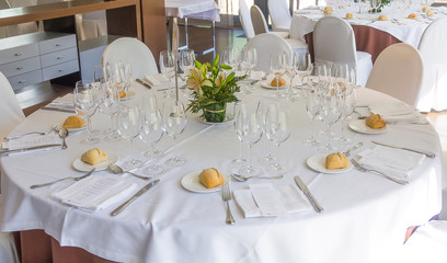 Table set with crockery and cutlery