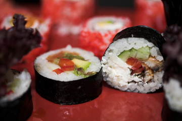 Lunch of assorted sushi 