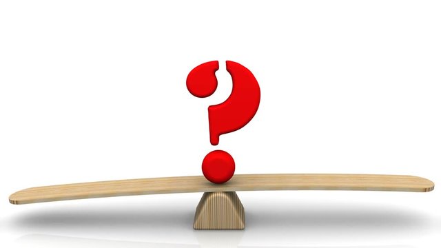 Problem of choice. The red question mark symbol on the libra. Footage video