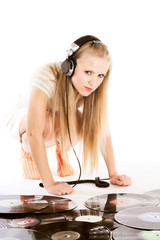 music woman over white background