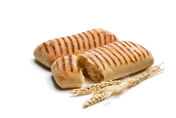 homemade  fresh panini bread isolated on white