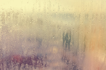 Foggy condensated window blurry textured outdoors background image