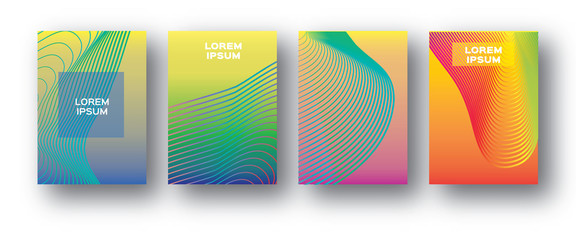 Fototapeta premium Set of 4 Trendy Colorful Gradient Future Geometric Shapes Covers template. Minimal design geometry halftone design for banners, flyers, invitation, posters, brochure, voucher discount. Vector