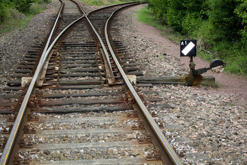 Weiche, Detail einer Weiche, Eisenbahn, Transport 