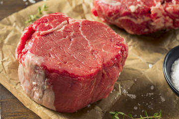 Raw Organic Grass Fed Filet Mignon Steak