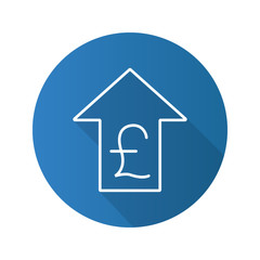 Pound rate rising flat linear long shadow icon
