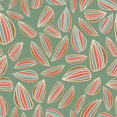 Seamless abstract leaves background. Vintage hand dravn vector texture.