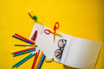 Notebook net. background. School and university. Day of knowledge