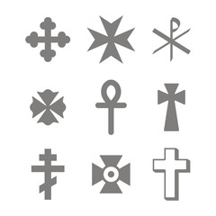 Obraz premium monochrome icons set with christian cross for your design