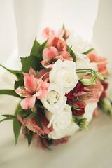 Wonderful luxury wedding bouquet of different flowers