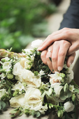 Wonderful luxury wedding bouquet of different flowers