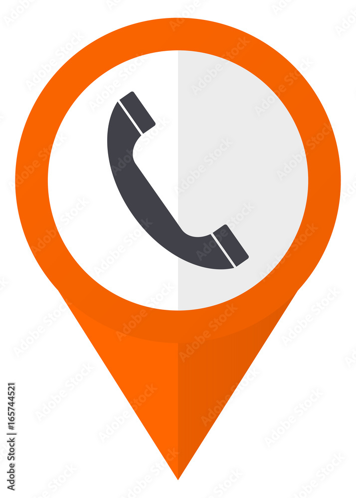 Poster Phone orange pointer vector icon in eps 10 isolated on white background.