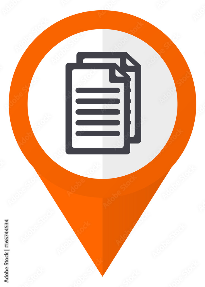 Fototapete document orange pointer vector icon in eps 10 isolated on white background.