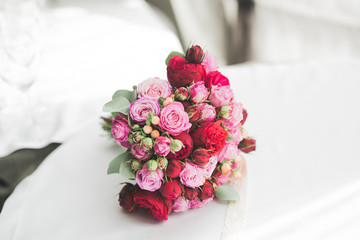 Beautiful luxury wedding bouquet of red flowers
