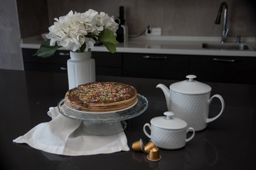 Chocolate cake with topping