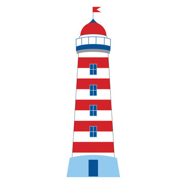 Vector Lighthouse on White Background