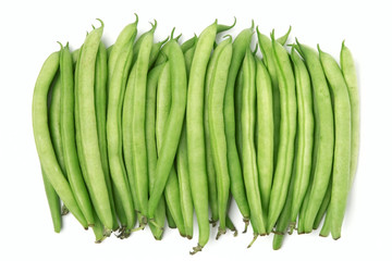 Green beans on white background