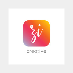 ZI logo, vector. Useful as branding, app icon, alphabet combination, clip-art.