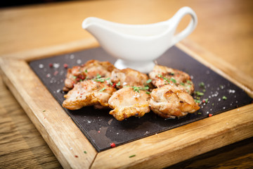 Chicken thighs with sauce