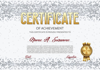 Certificate of Achievement. Pixel Design.