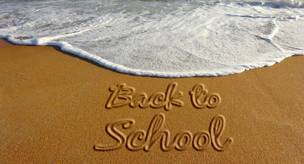 Fototapeta premium Back to School Sand Text