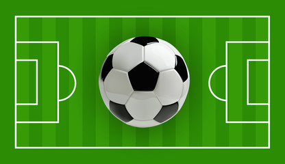Soccer or Football 3d Ball on green field, Vector illustration