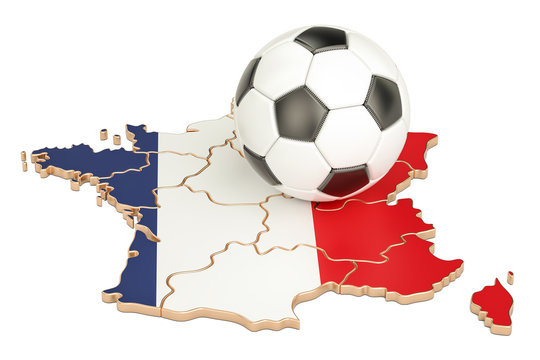 Football ball with map of France concept, 3D rendering