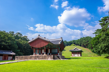 Fototapeta na wymiar Donggureung Royal Tomb, Guri-si, South Korea - The first king of the Joseon Dynasty, the royal tomb of Yi Seong-gye.