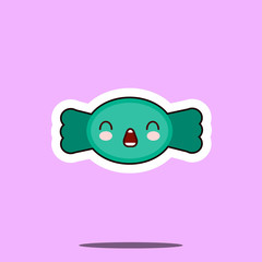 kawaii candy sugar sweet cute design flat cartoon icon Vector Illustration