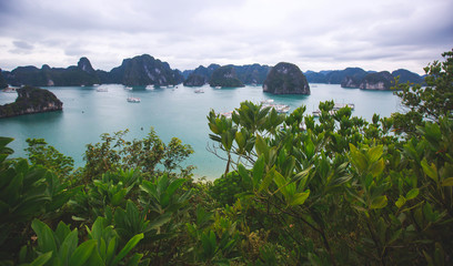 Beautiful view of Halong Bay, Vietnam, UNESCO World Heritage Site, scenic view of islands, Southeast Asia