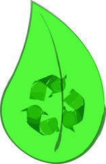 Green leaf with recycling symbol