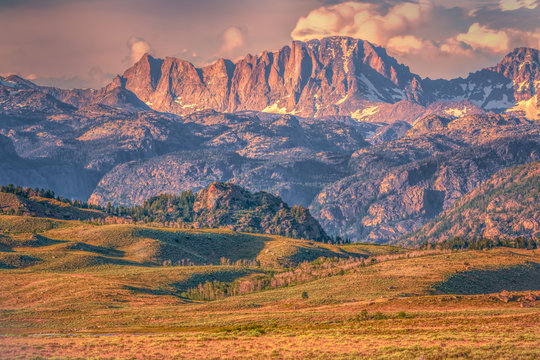 Pink Sunset Glow On Fremont Peak