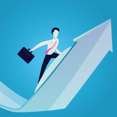 Businessmen Surfing on Success Arrow Concept