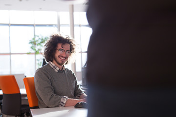 businessman working using a computer in startup office