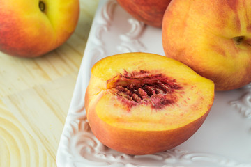 Fototapeta na wymiar Farm organic peaches.