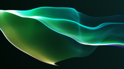Modern abstract motion banner on dark green background 3d illustration