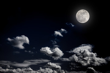 Naklejka na ściany i meble full moon background night sky white cloud