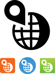 Globe And Pin Icon - Illustration