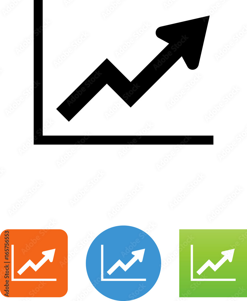 Sticker Graph With Arrow Moving Up Icon - Illustration