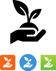 Hand Holding Plant Icon - Illustration