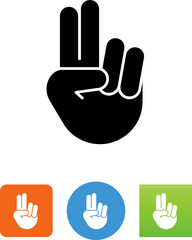 Hand Number Two Icon - Illustration