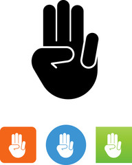 Hand Number Three Icon - Illustration