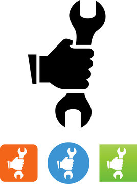 Hand Holding Wrench Icon - Illustration