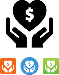 Hands Holding Charity Symbol Icon - Illustration